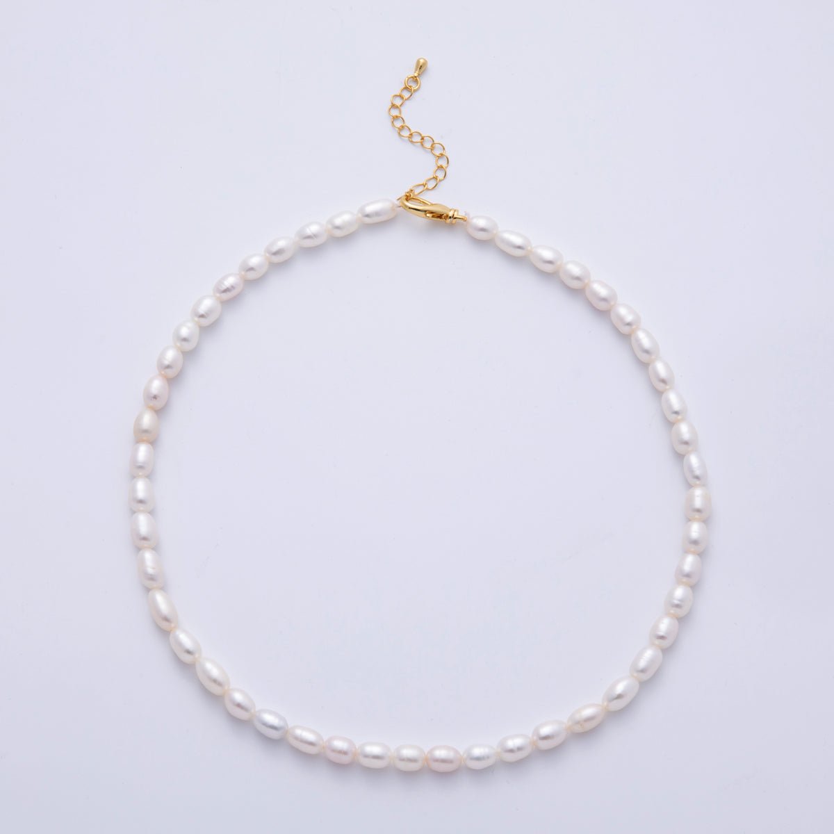 18K Gold Filled 6.4mm White Freshwater Pearl Button 15 Inch Choker Necklace | WA - 4054 - DLUXCA