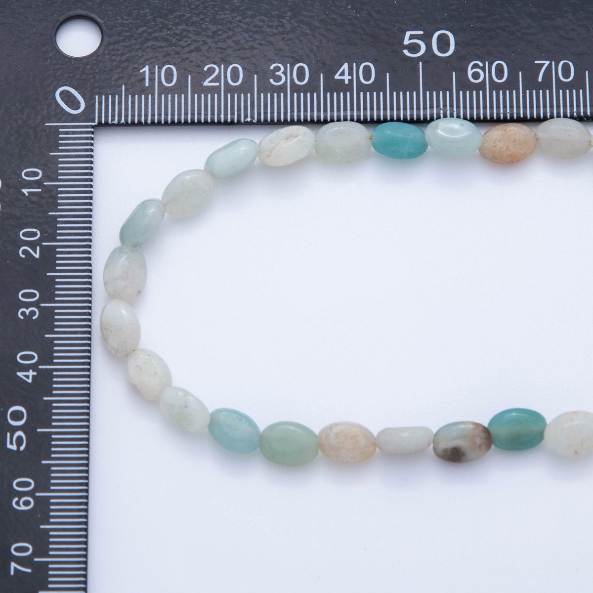 18K Gold Filled 6.5mm Amazonite Gemstone Oblong Oval Gemstone Bead 15.5 Inch Handmade Necklace | WA - 3287 - DLUXCA