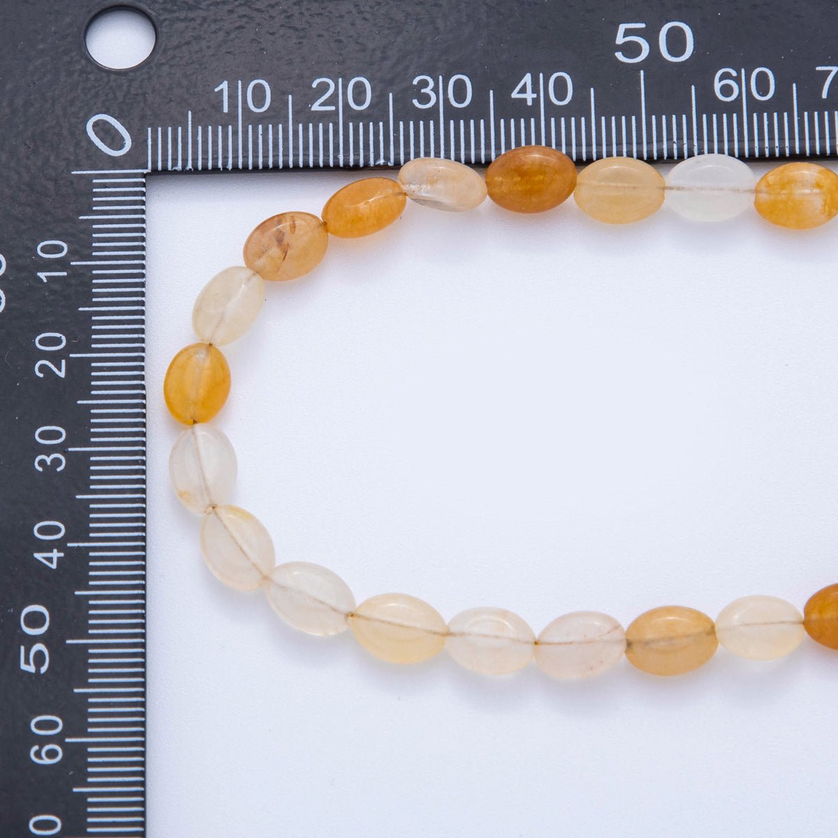 18K Gold Filled 6.5mm Citrine Gemstone Oblong Oval Gemstone Bead 15.5 Inch Handmade Necklace | WA - 3286 - DLUXCA