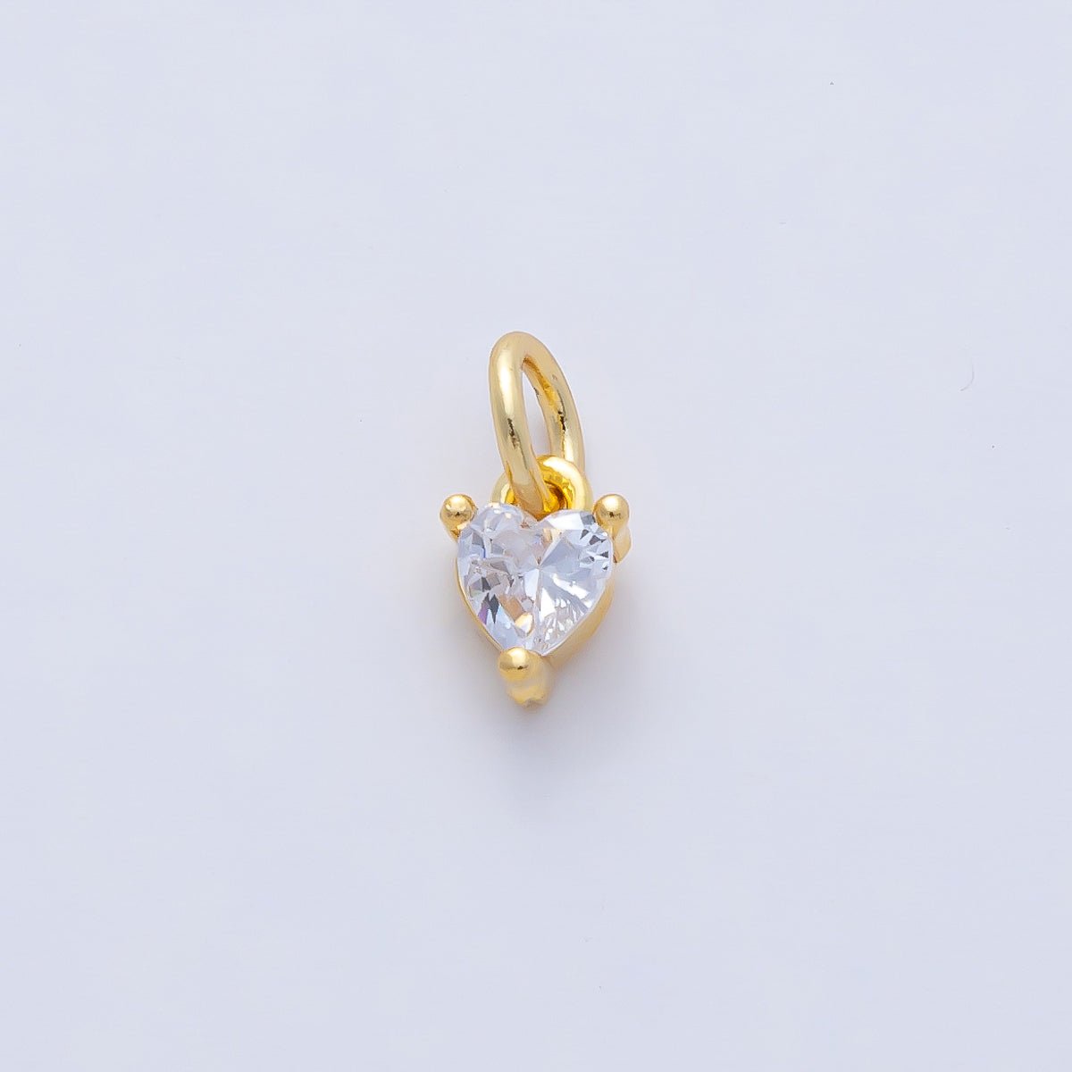 18K Gold Filled 6.5mm Clear CZ Heart Mini Charm | AK024 - DLUXCA