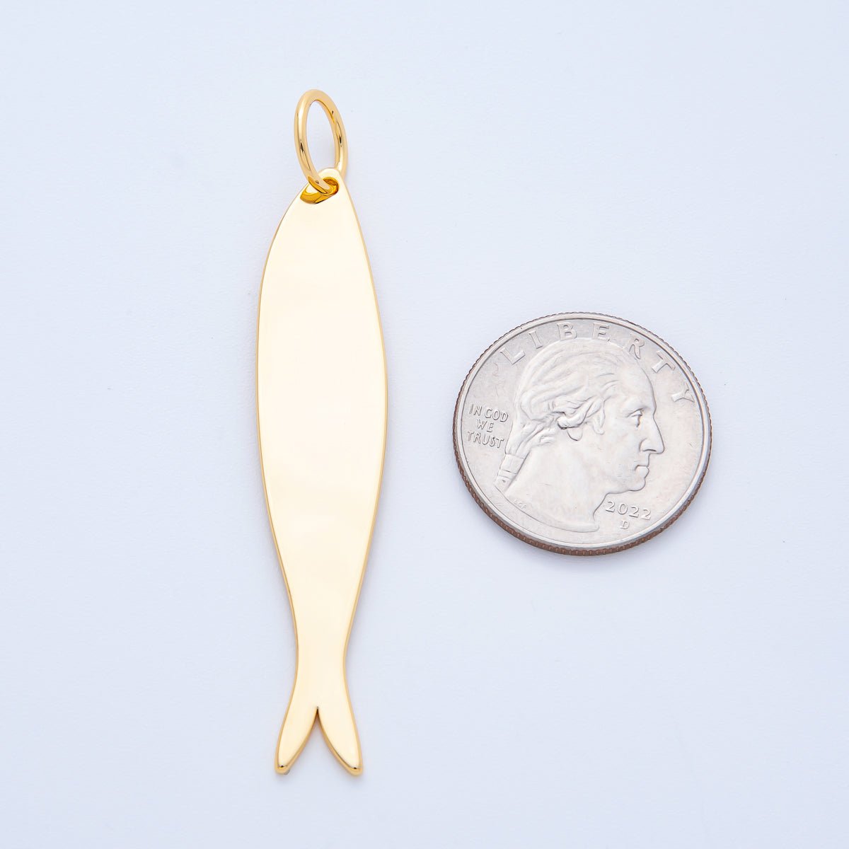 18K Gold Filled 67mm Minimalist Under the Sea Long Fish Charm | N - A1347 - DLUXCA