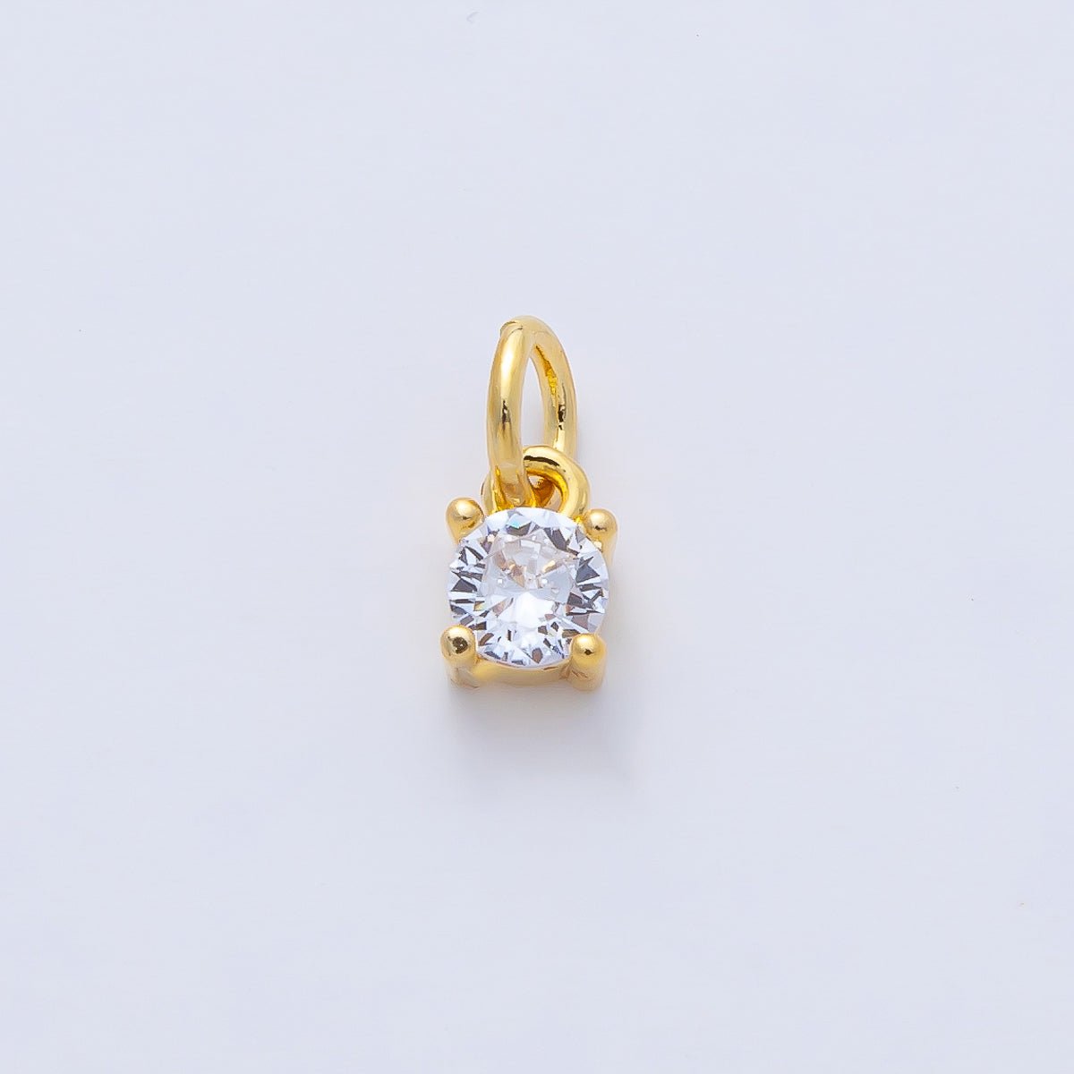 18K Gold Filled 6mm Clear CZ Round Mini Charm | AK027 - DLUXCA