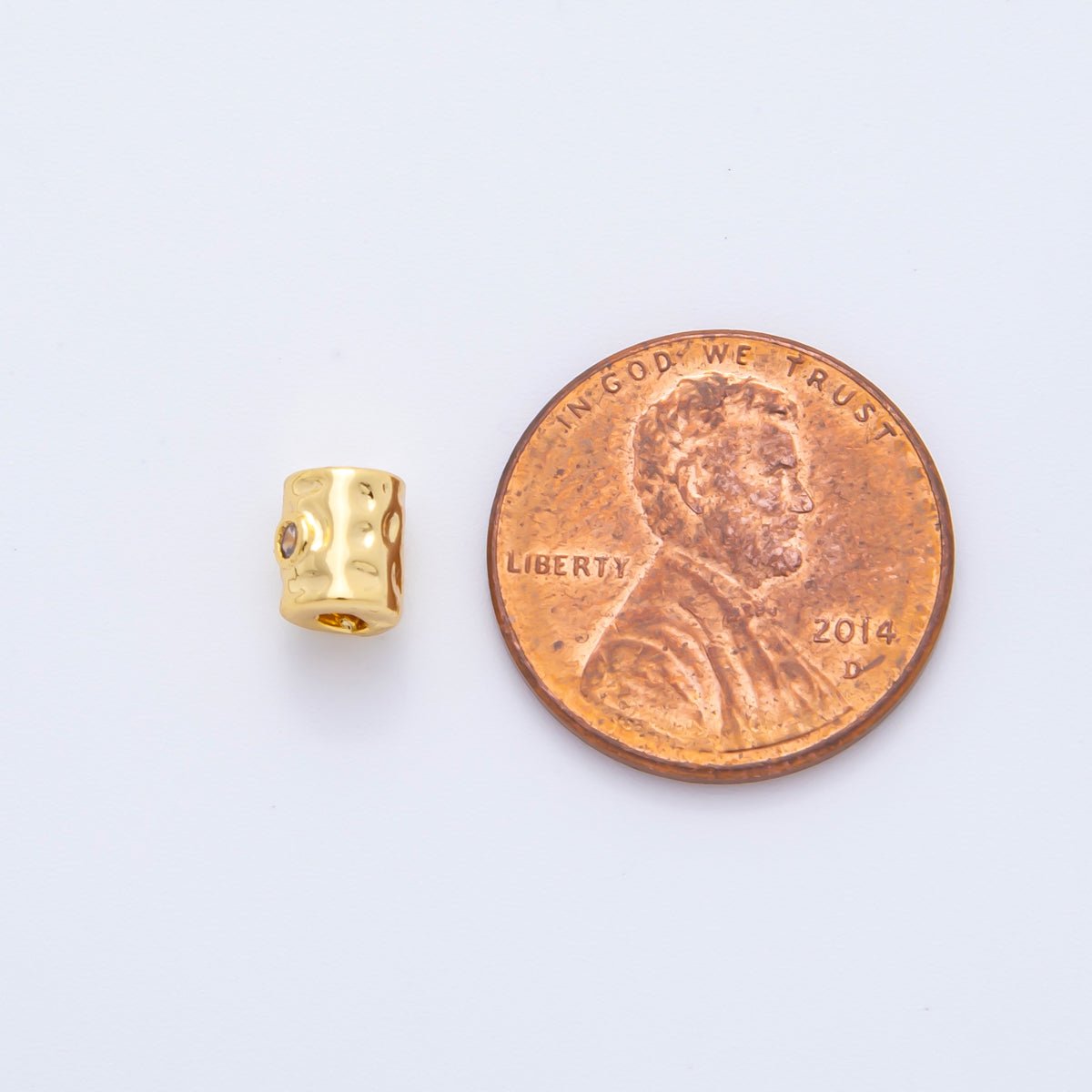 18K Gold Filled 6mm Hammered Tube Tiny Spacer Bead | AF - A1084 - DLUXCA
