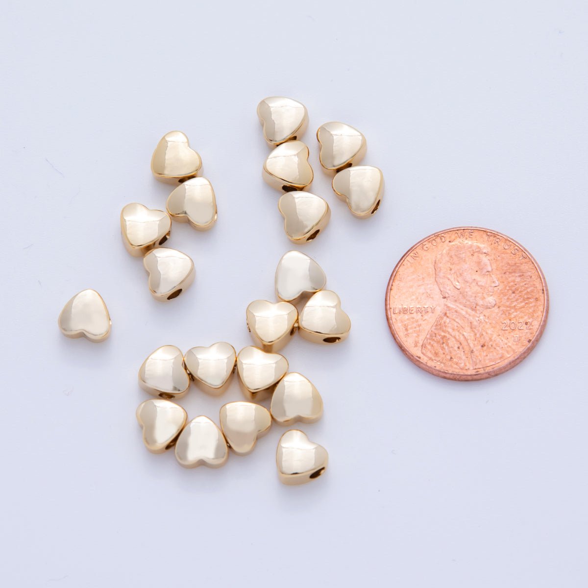 18K Gold Filled 6mm Minimalist Heart Bead Set | B748 - DLUXCA