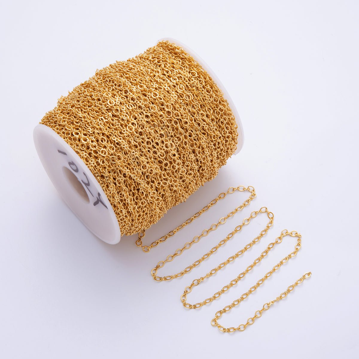 18K Gold Filled 6mm Minimalist Oval Cable Unfinished Chain by Yard | ROLL - 1821 - DLUXCA