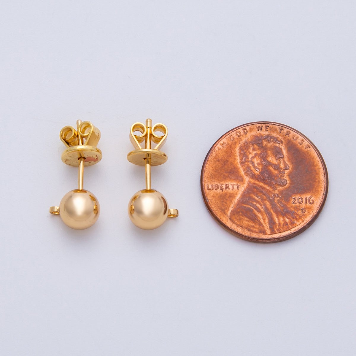 18K Gold Filled 6mm Minimalist Round Ball Drop Stud Earrings Finding | Findings - 00035 - DLUXCA