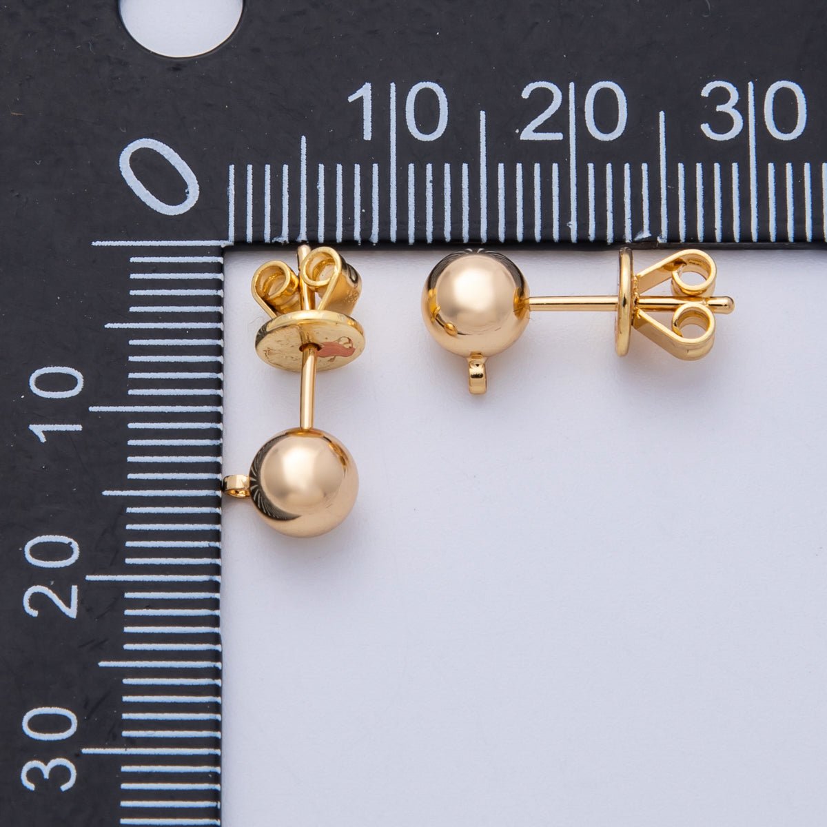 18K Gold Filled 6mm Minimalist Round Ball Drop Stud Earrings Finding | Findings - 00035 - DLUXCA