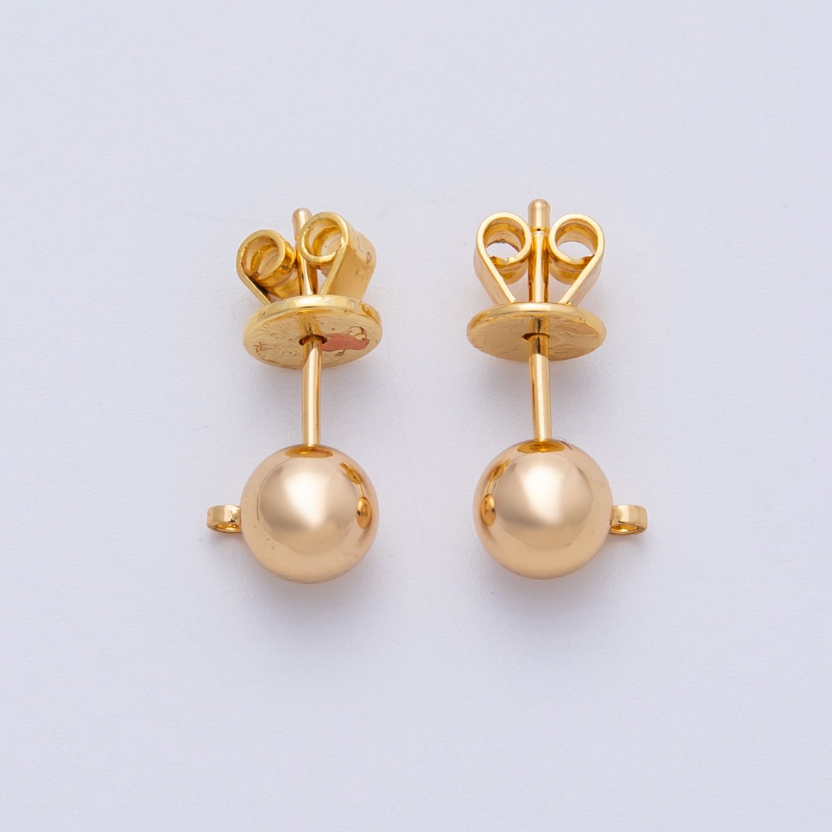 18K Gold Filled 6mm Minimalist Round Ball Drop Stud Earrings Finding | Findings - 00035 - DLUXCA