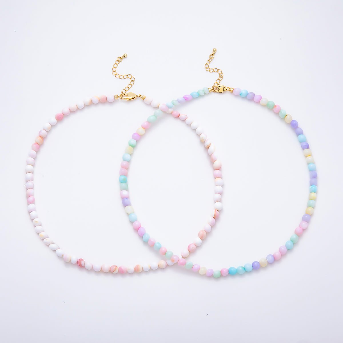 18K Gold Filled 6mm Morganite, Pink Round Gemstone Chain 16.65 Inch Necklace | WA-00408 WA-00414 - DLUXCA