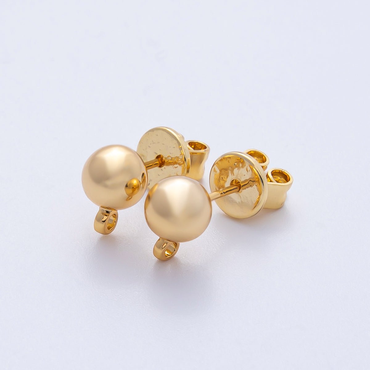 18K Gold Filled 6mm Round Ball Drop Stud Earrings Finding | Z1673 - DLUXCA