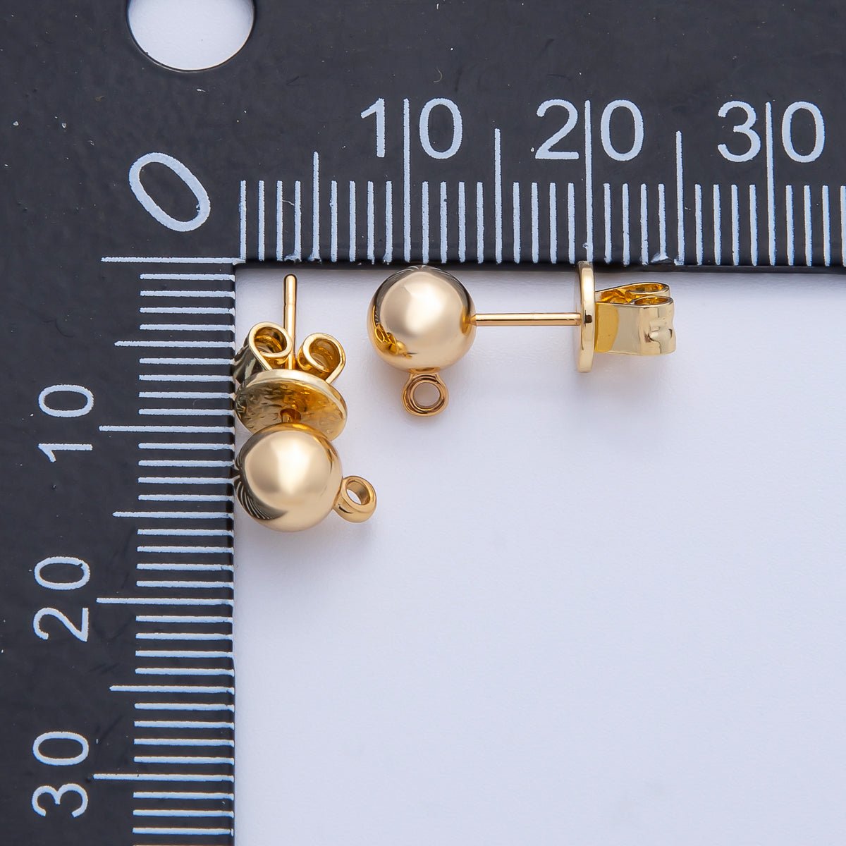 18K Gold Filled 6mm Round Ball Drop Stud Earrings Finding | Z1673 - DLUXCA