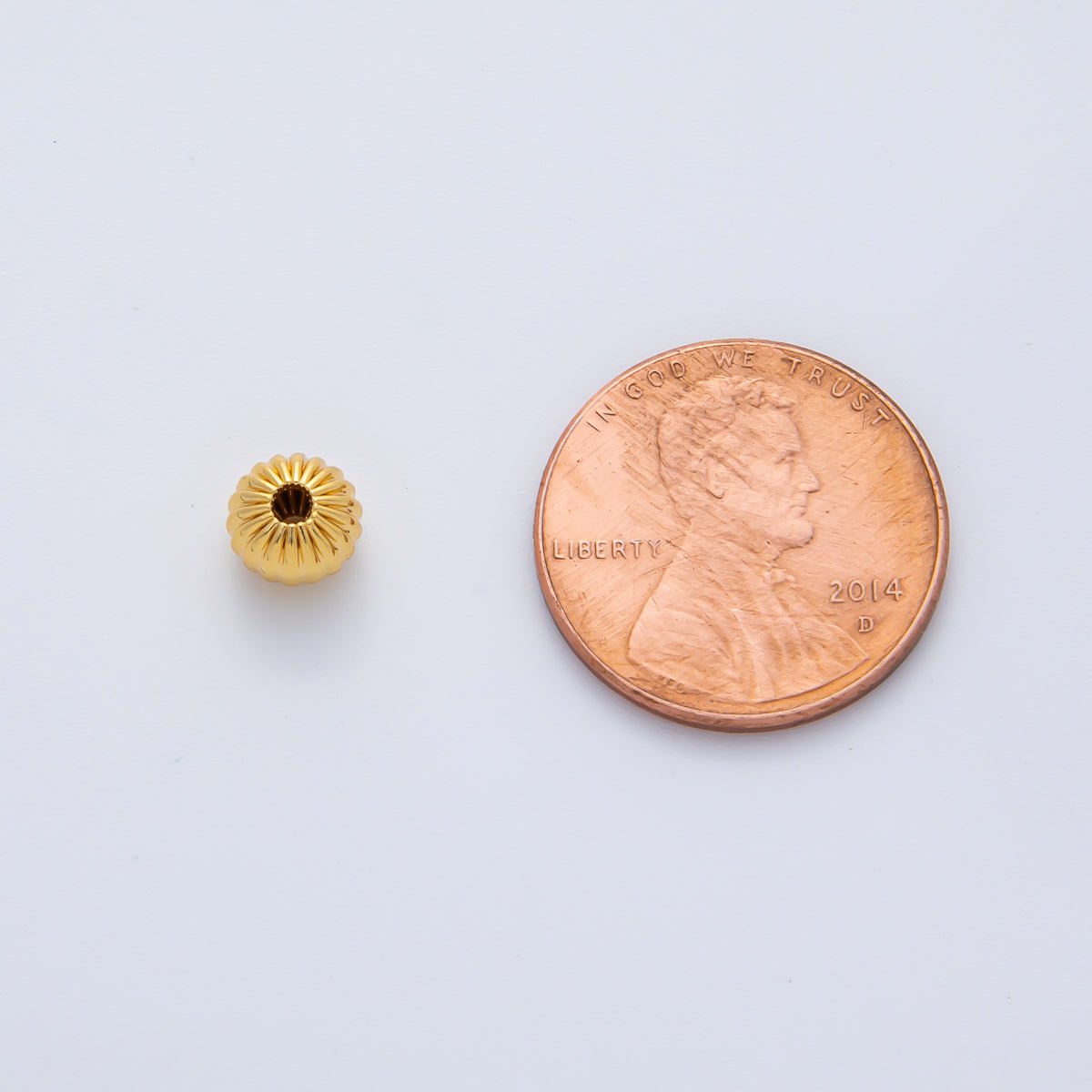 18K Gold Filled 6mm Round Flute Corrugated Spacer Bead Set by 10 in Gold & Silver | B355 - DLUXCA