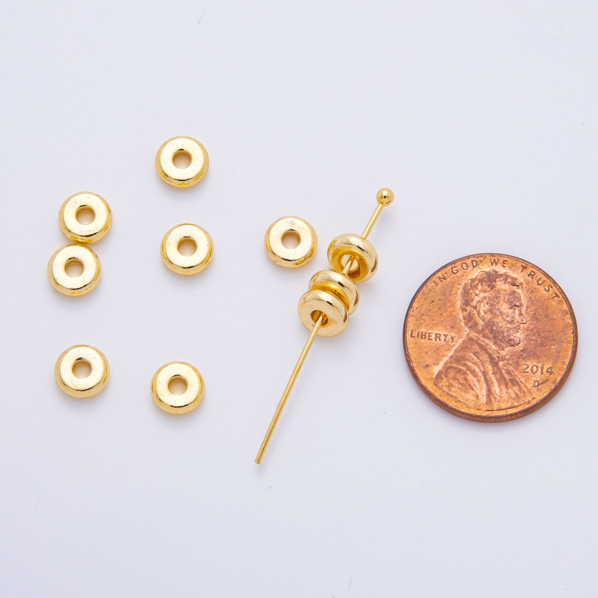 18K Gold Filled 6mm Tiny Donut Spacer Bead | AF - A1079 - DLUXCA