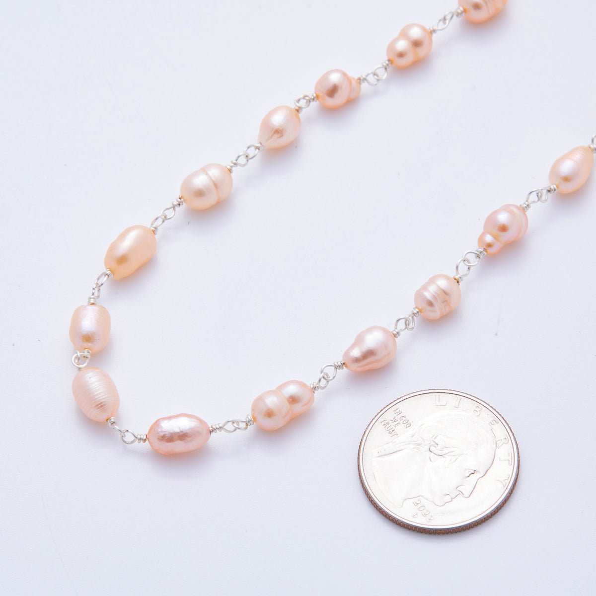 18K Gold Filled 6mm White, Pink, & Purple Unfinished Wrapped Rosary Chain by Yard | ROLL - 1709 - ROLL - 1711 - DLUXCA