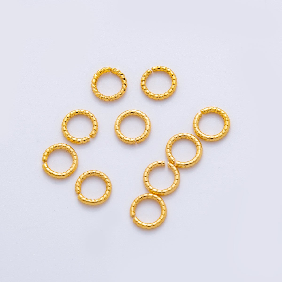 18K Gold Filled 6mm x 1mm Ribbed Croissant Jump Ring Findings by Set | Z1598 - DLUXCA