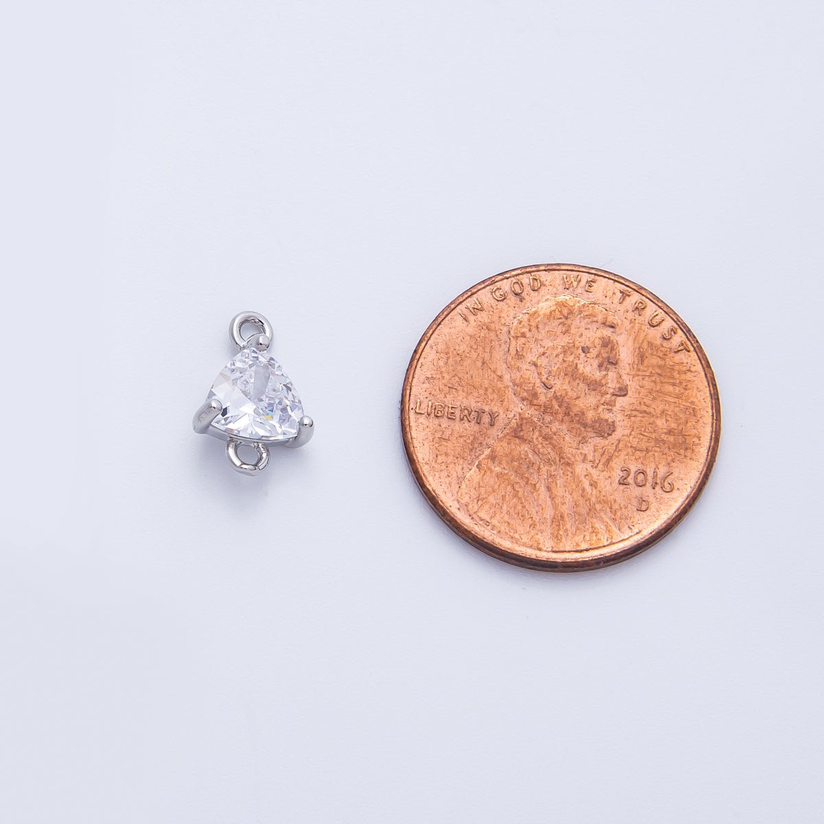18K Gold Filled 7.2mm Clear CZ Triangle Connector in Gold & Silver | Connectors - 00016 Connectors - 00017 - DLUXCA