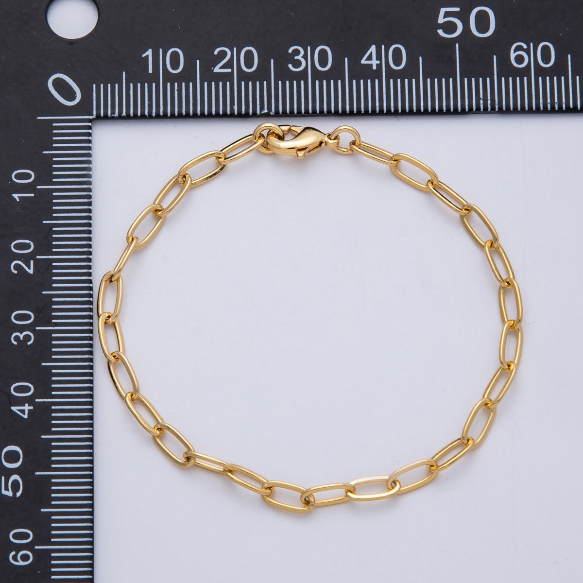 18K Gold Filled 7.4mm x 3.6mm Minimalist Paperclip Chain 6.5 Inch Bracelet | WA - 04192 - DLUXCA
