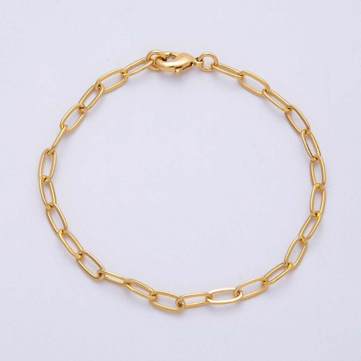 18K Gold Filled 7.4mm x 3.6mm Minimalist Paperclip Chain 6.5 Inch Bracelet | WA - 04192 - DLUXCA