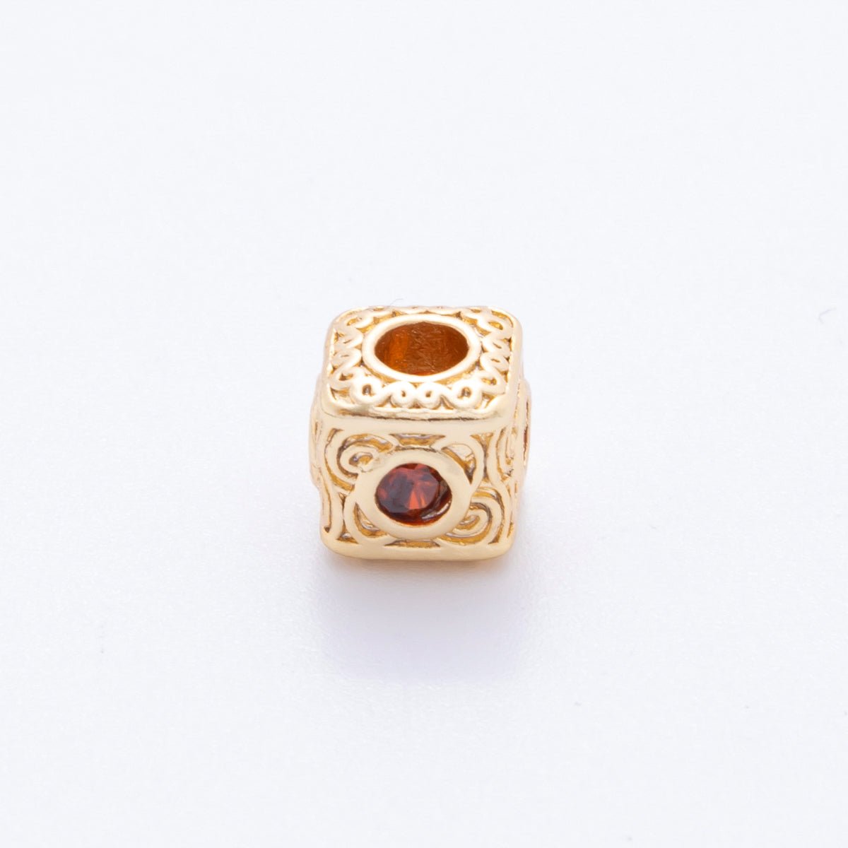18K Gold Filled 7.5mm Clear, Green, Fuchsia CZ Artisan Geometric Square Bead Spacer | AF1020 AF1021 AF1054 - DLUXCA