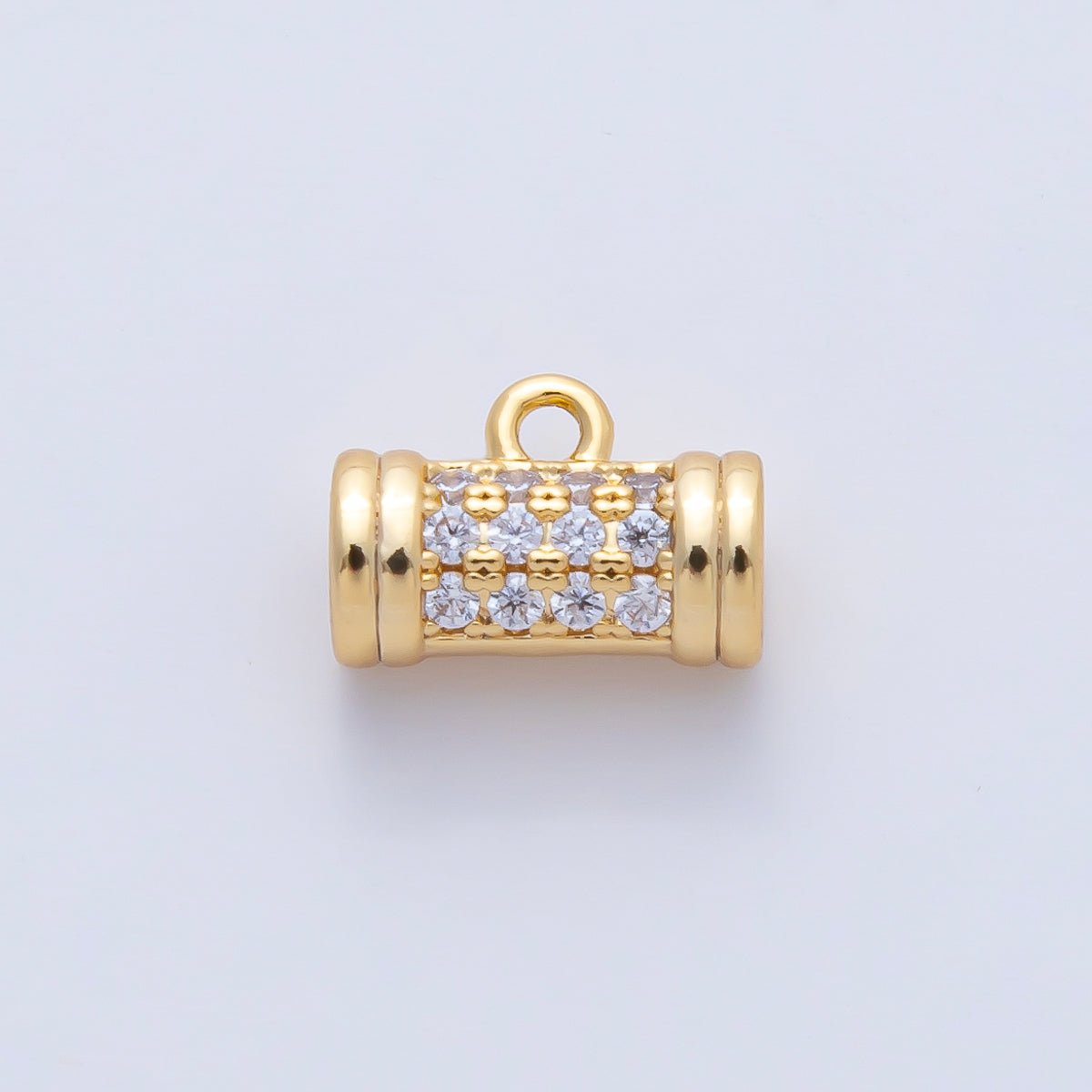 18K Gold Filled 7.5mm Micro Paved CZ Tube Spacer Bail Finding | Z1595 - DLUXCA