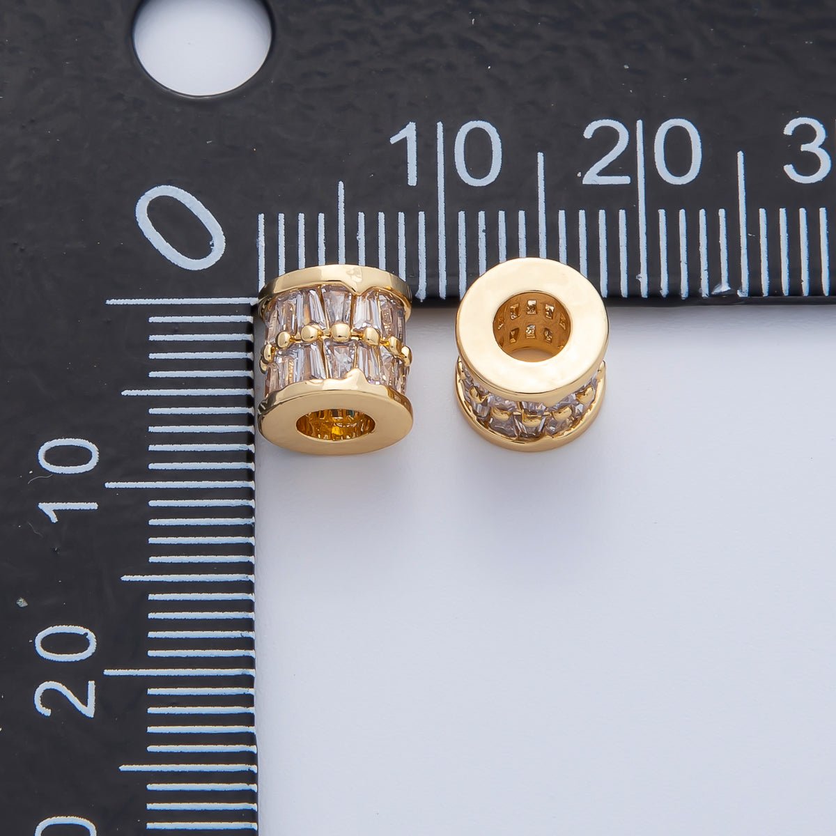 18K Gold Filled 7mm Clear Baguette Rondelle Tube Spacer Bead | B406 - DLUXCA