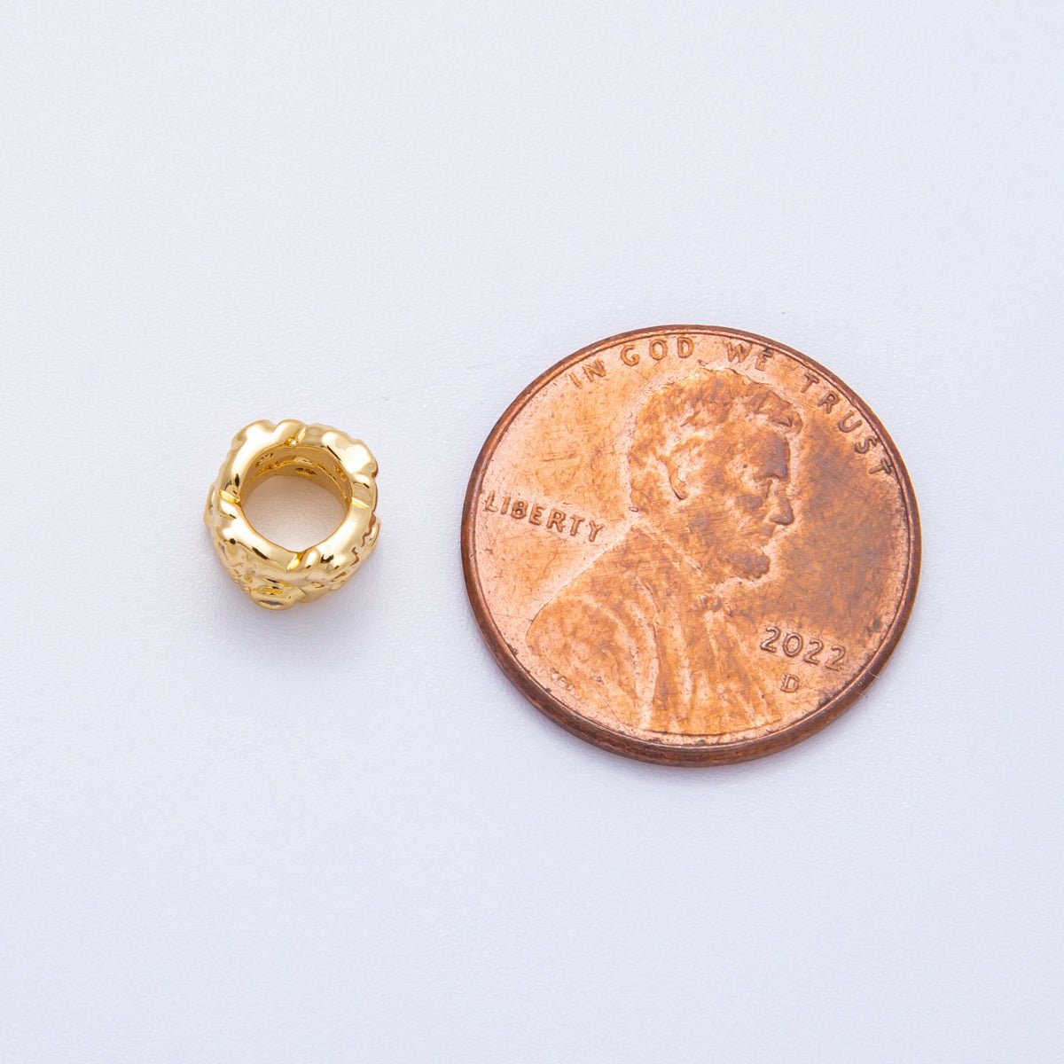 18K Gold Filled 7mm Clear CZ Double Fish Rondelle Spacer Bead | Beads - 00166 - DLUXCA