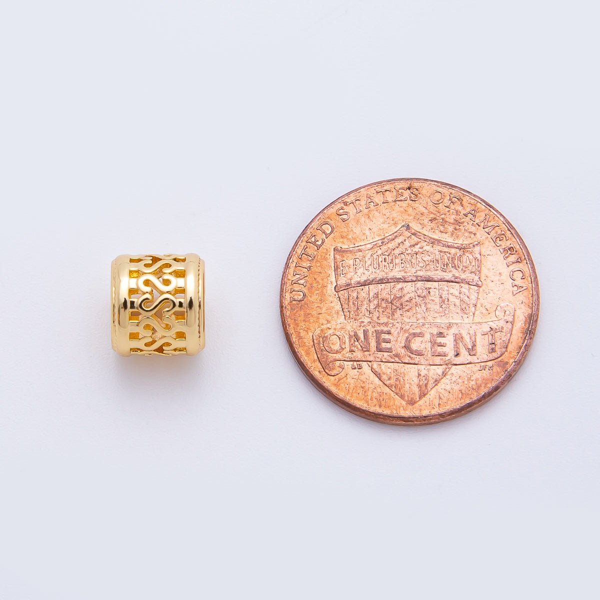18K Gold Filled 7mm $ Dollar Filigree Geometric Tube Spacer Bead | AF1093 - DLUXCA
