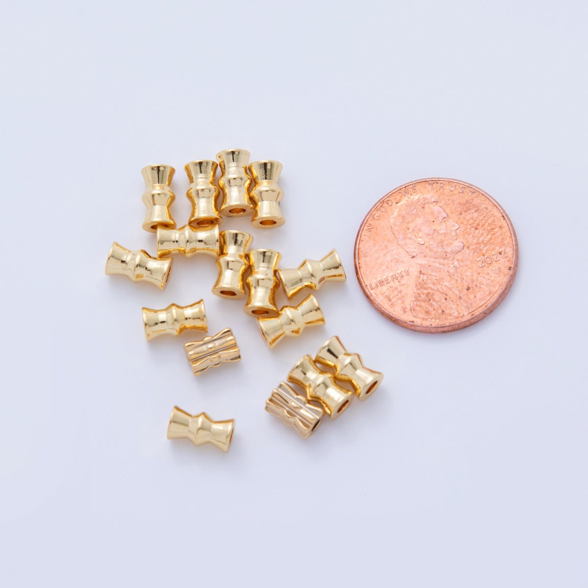 18K Gold Filled 7mm Geometric Edged Tube Bead Set by 10 Pieces | B739 - DLUXCA