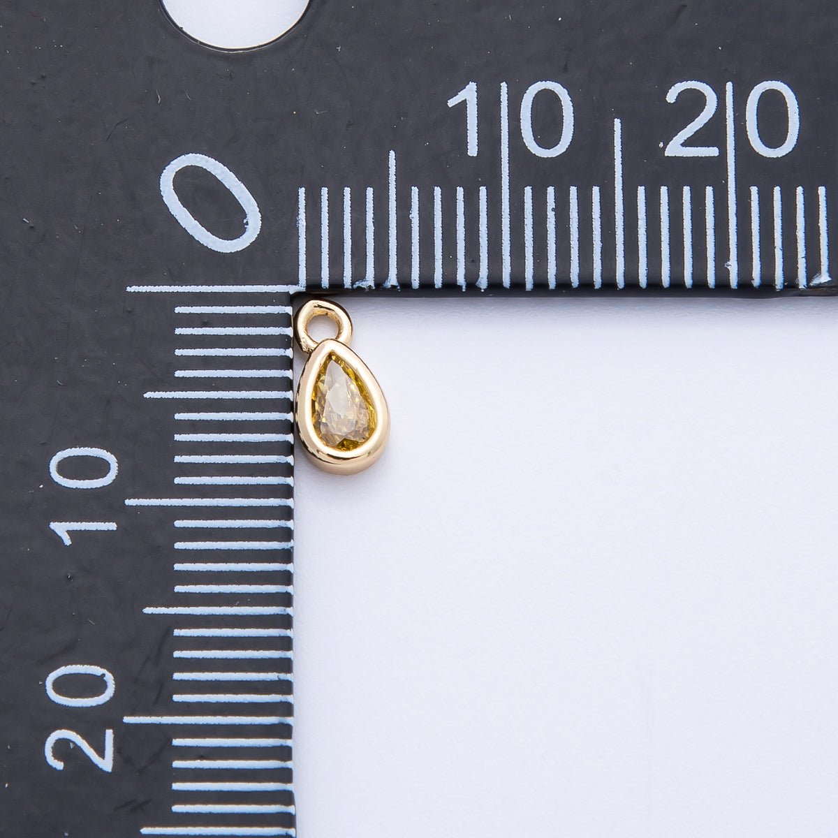 18K Gold Filled 7mm Green Peridot CZ Teardrop Birthstone Mini Charm | Charms - 00408 - DLUXCA
