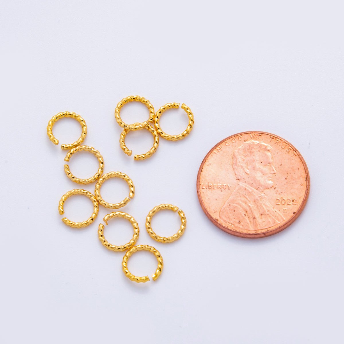 18K Gold Filled 7mm x 1mm Twisted Edged Croissant Jump Ring Findings by Set | Z1599 - DLUXCA