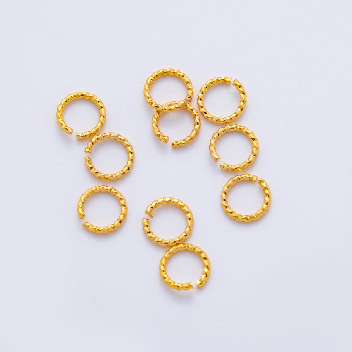 18K Gold Filled 7mm x 1mm Twisted Edged Croissant Jump Ring Findings by Set | Z1599 - DLUXCA