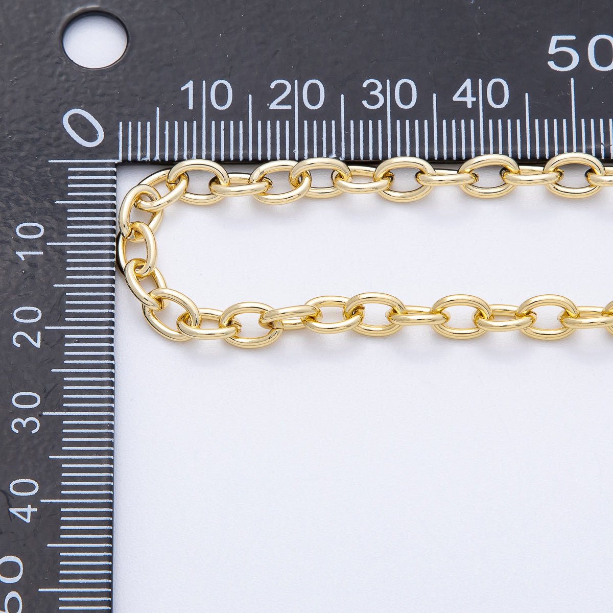 18K Gold Filled 7mm x 5mm Minimalist Cable Unfinished Chain by Yard | Roll - 1807 - DLUXCA