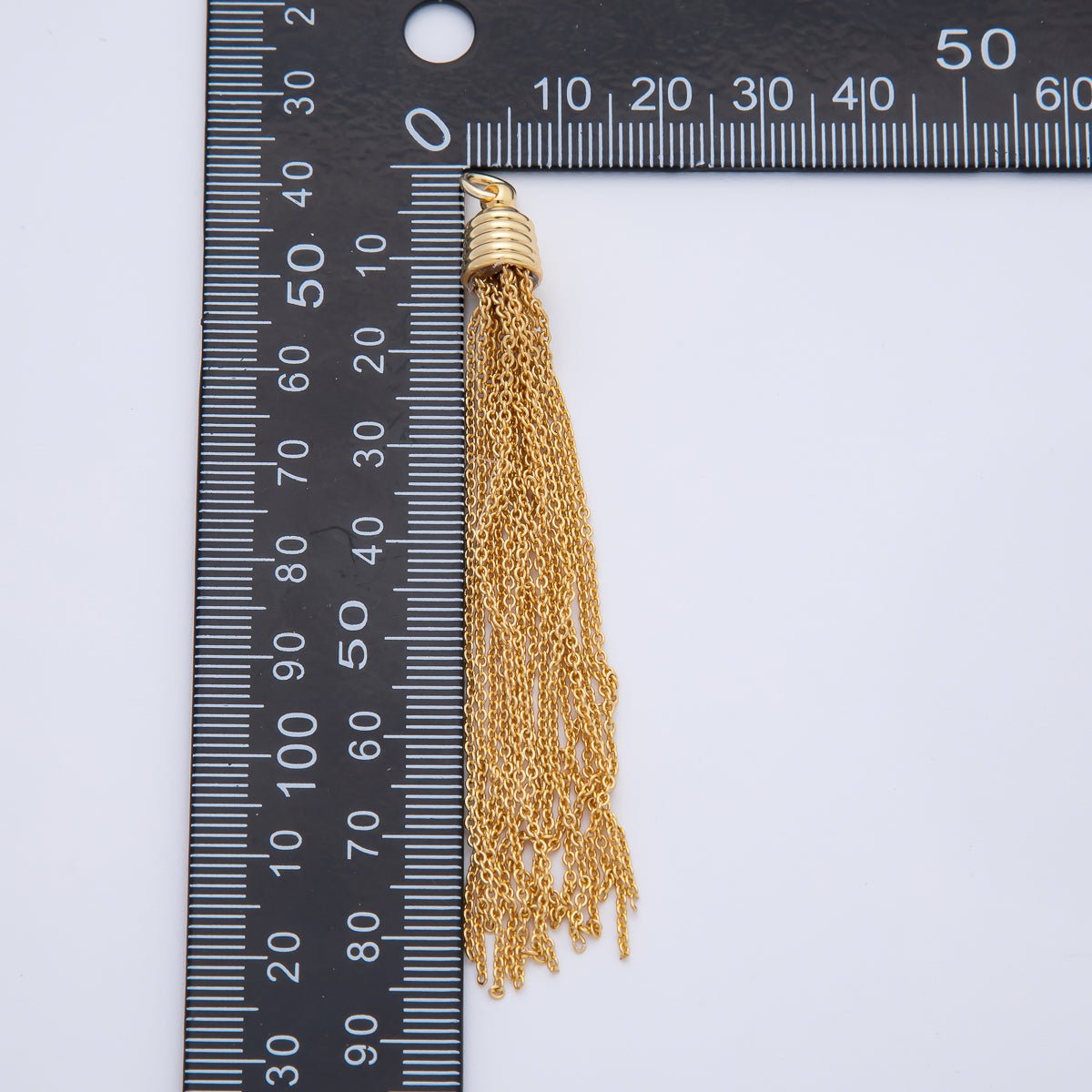 18K Gold Filled 84mm Ethnic Cone Cap Long Tassel Cable Chain Drop Charm | AF1401 - DLUXCA