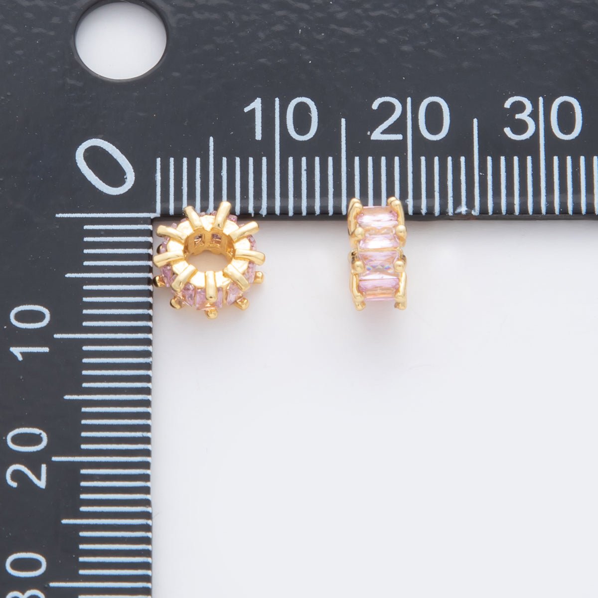 18K Gold Filled 8.5mm Pink, Purple CZ Baguette Bead | B731 B732 - DLUXCA