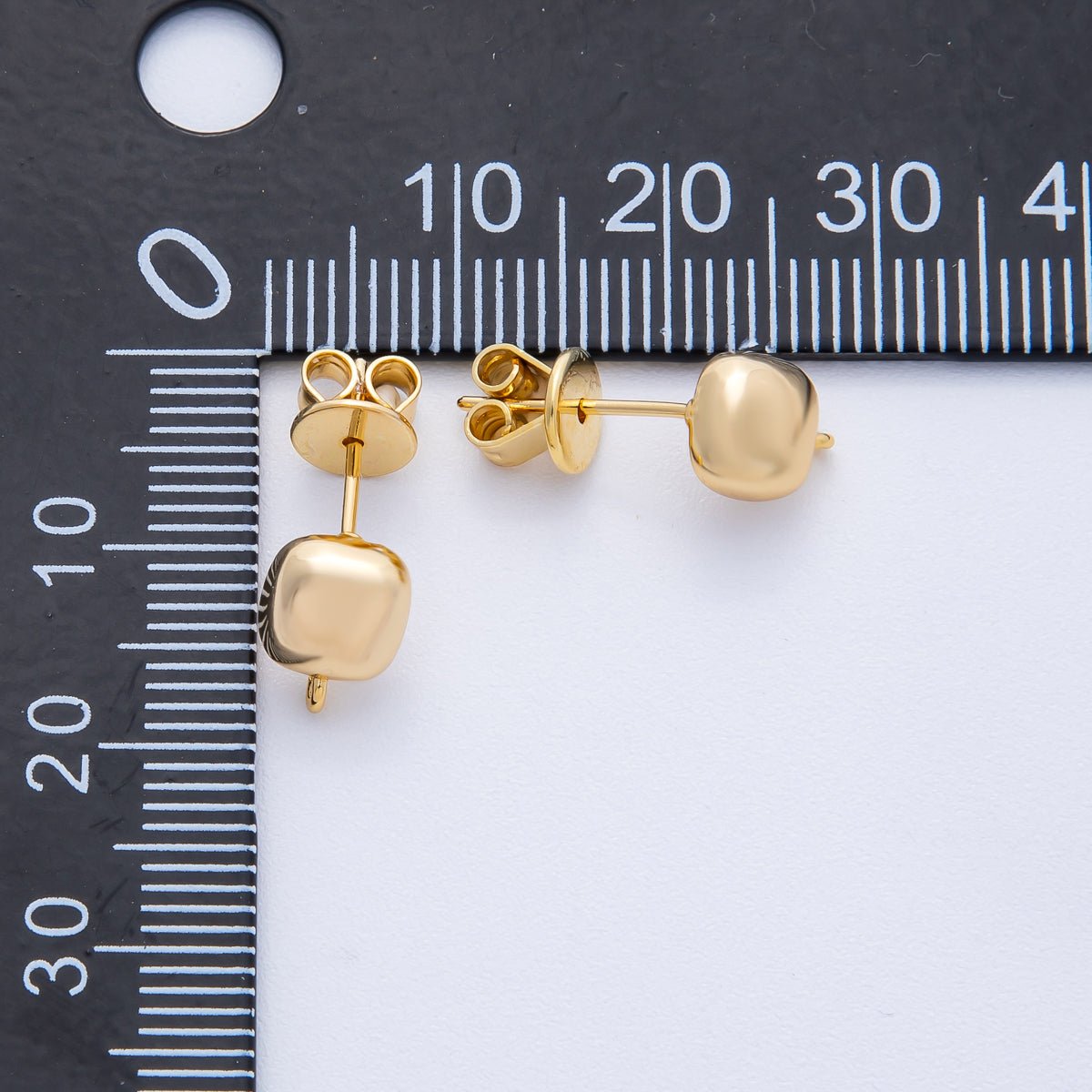 18K Gold Filled 8.8mm Square Minimalist Drop Stud Earring Findings | Findings - 00017 - DLUXCA