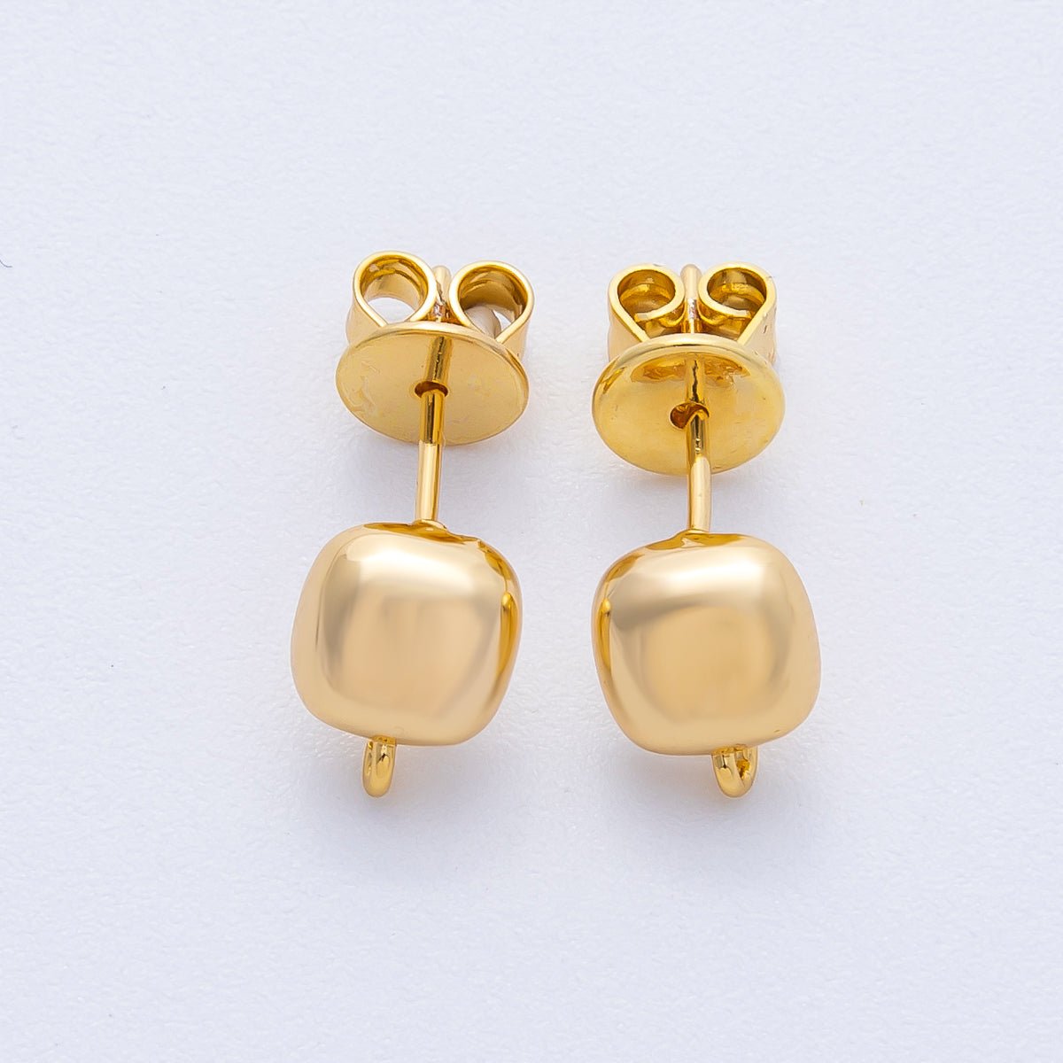 18K Gold Filled 8.8mm Square Minimalist Drop Stud Earring Findings | Findings - 00017 - DLUXCA
