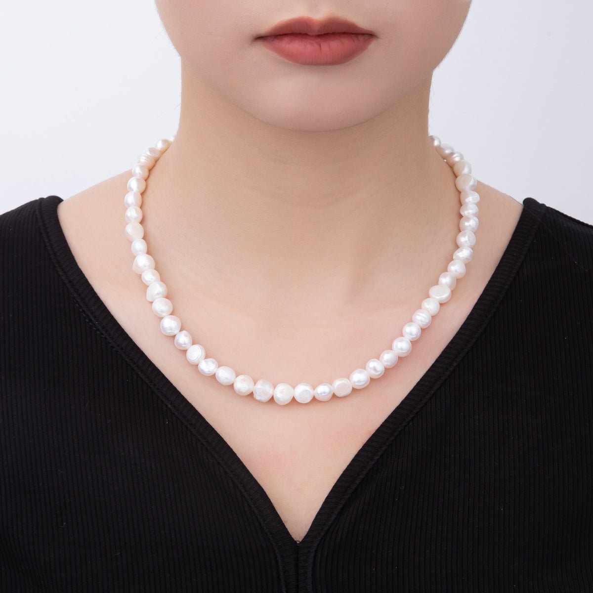 18K Gold Filled 8mm Genuine Bridal Freshwater Pearl Necklace 16.7 Inches + Extender | WA - A3474 - DLUXCA