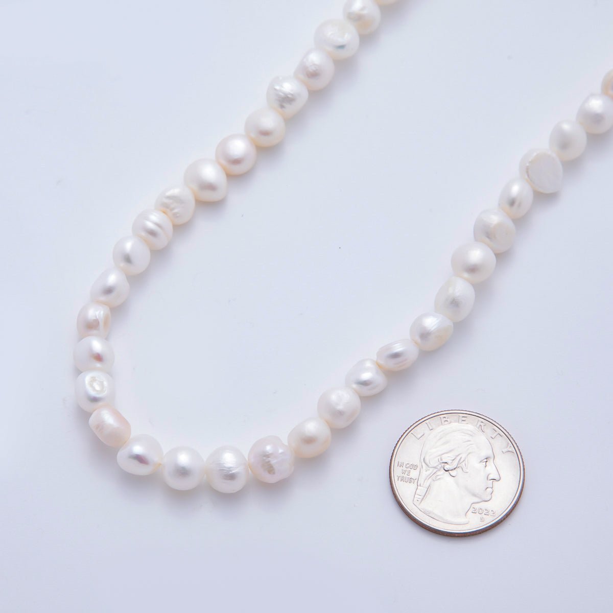 18K Gold Filled 8mm Genuine Bridal Freshwater Pearl Necklace 16.7 Inches + Extender | WA - A3474 - DLUXCA