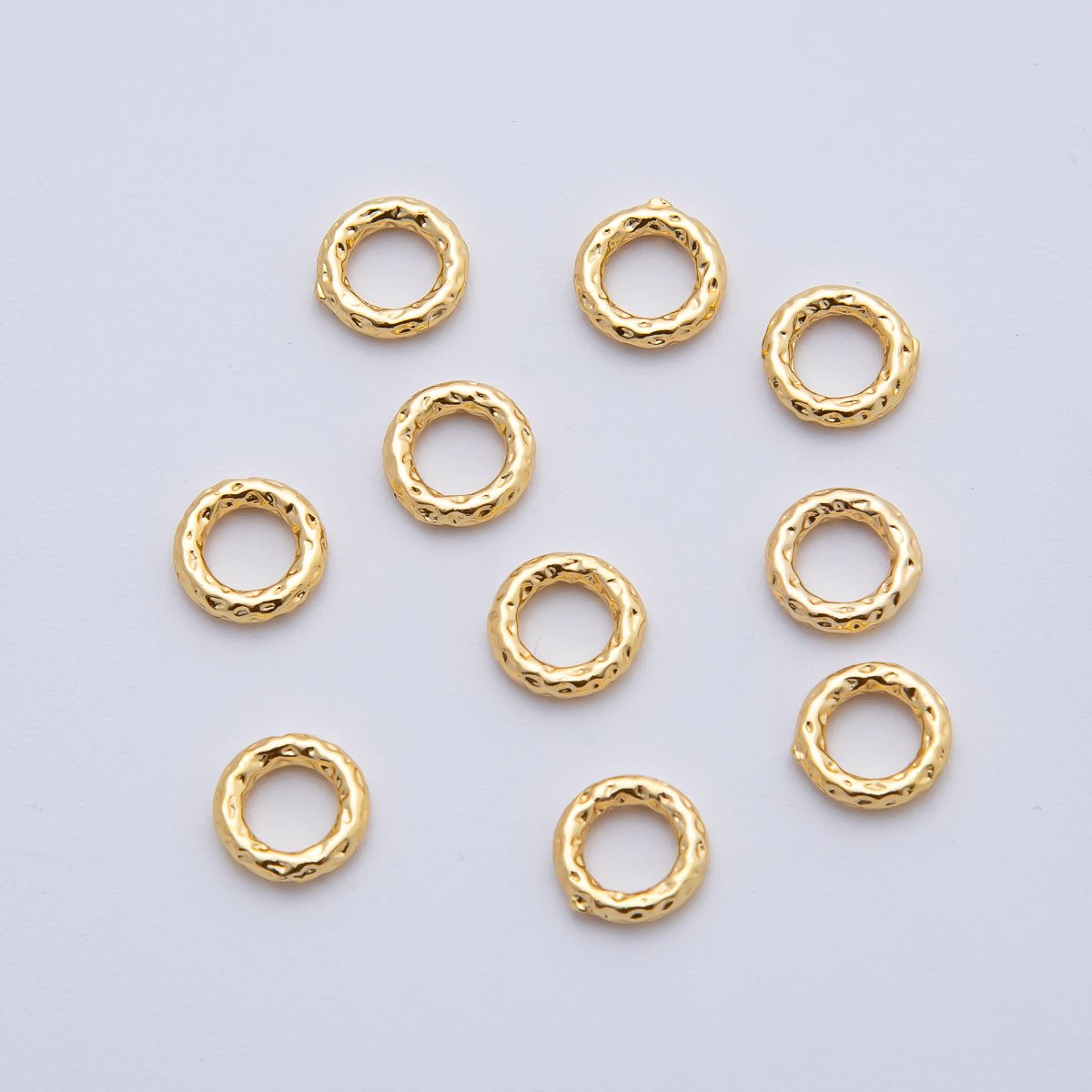 18K Gold Filled 8mm Hammered Style Round Beads | B328 - DLUXCA