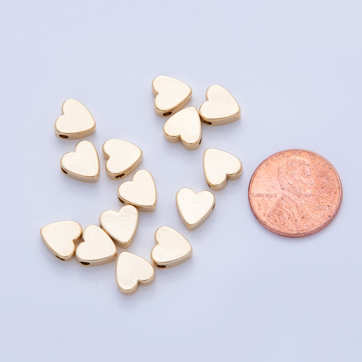 18K Gold Filled 8mm Minimalist Heart Spacer Bead | B115 - DLUXCA