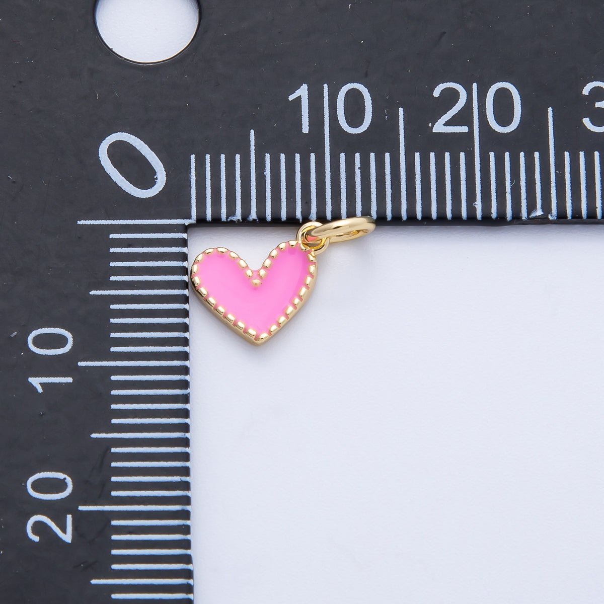 18K Gold Filled 8mm Pink Enamel Heart Mini Charm | Charms - 00260 - DLUXCA