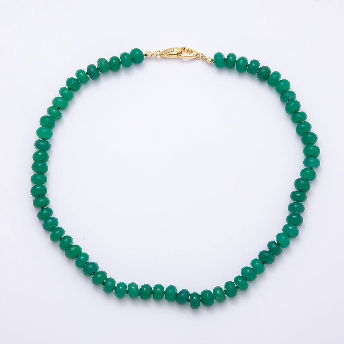 18K Gold Filled 8mm Rondelle Gemstone Chain 17 Inch Necklace w. Dual Push Clasps | WA-04664 ~ WA-04667 - DLUXCA