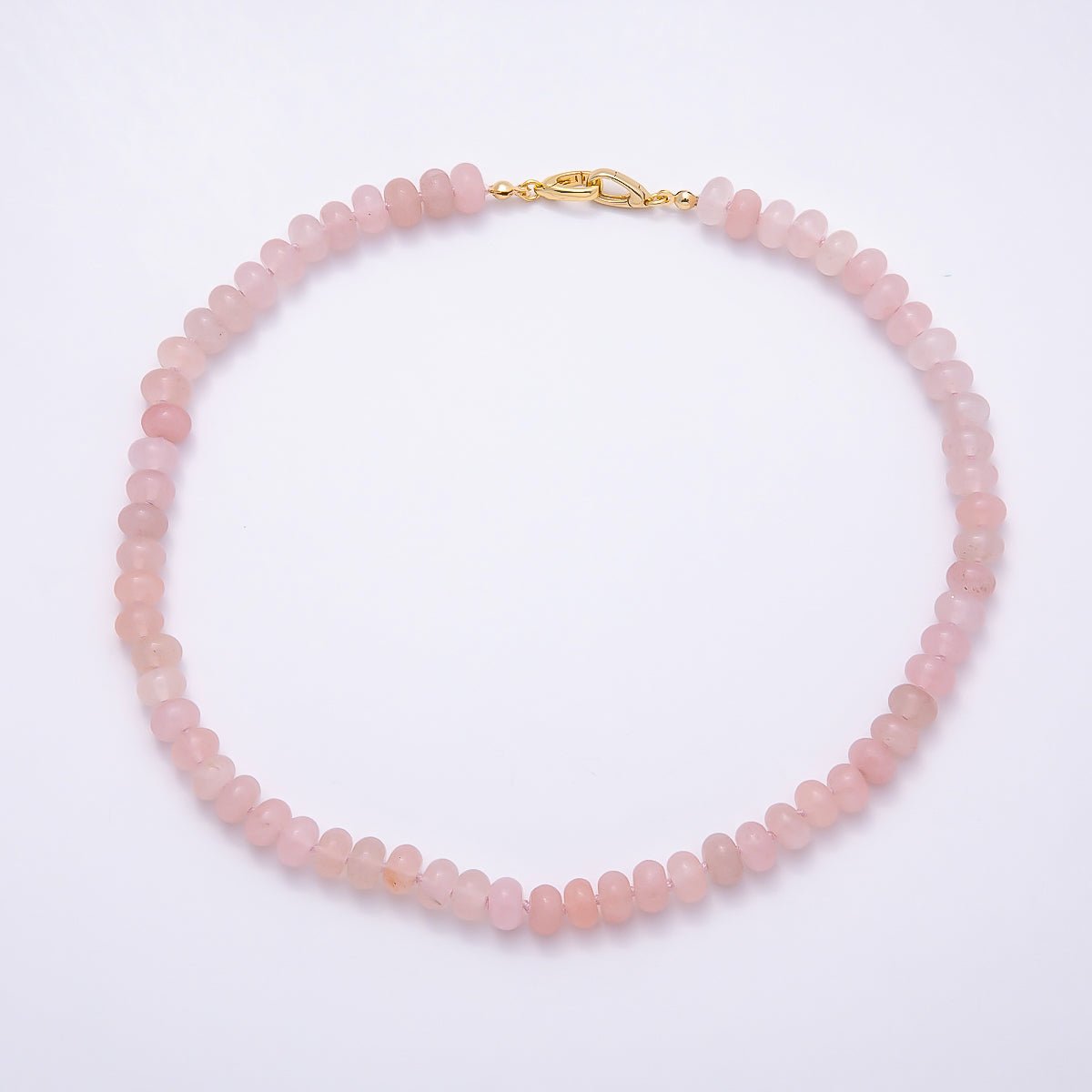 18K Gold Filled 8mm Rondelle Gemstone Chain 17 Inch Necklace w. Dual Push Clasps | WA-04664 ~ WA-04667 - DLUXCA