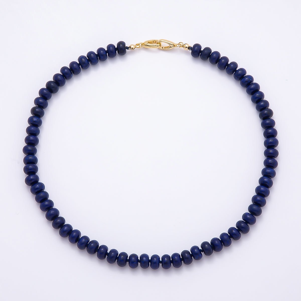 18K Gold Filled 8mm Rondelle Gemstone Chain 17 Inch Necklace w. Dual Push Clasps | WA-04664 ~ WA-04667 - DLUXCA