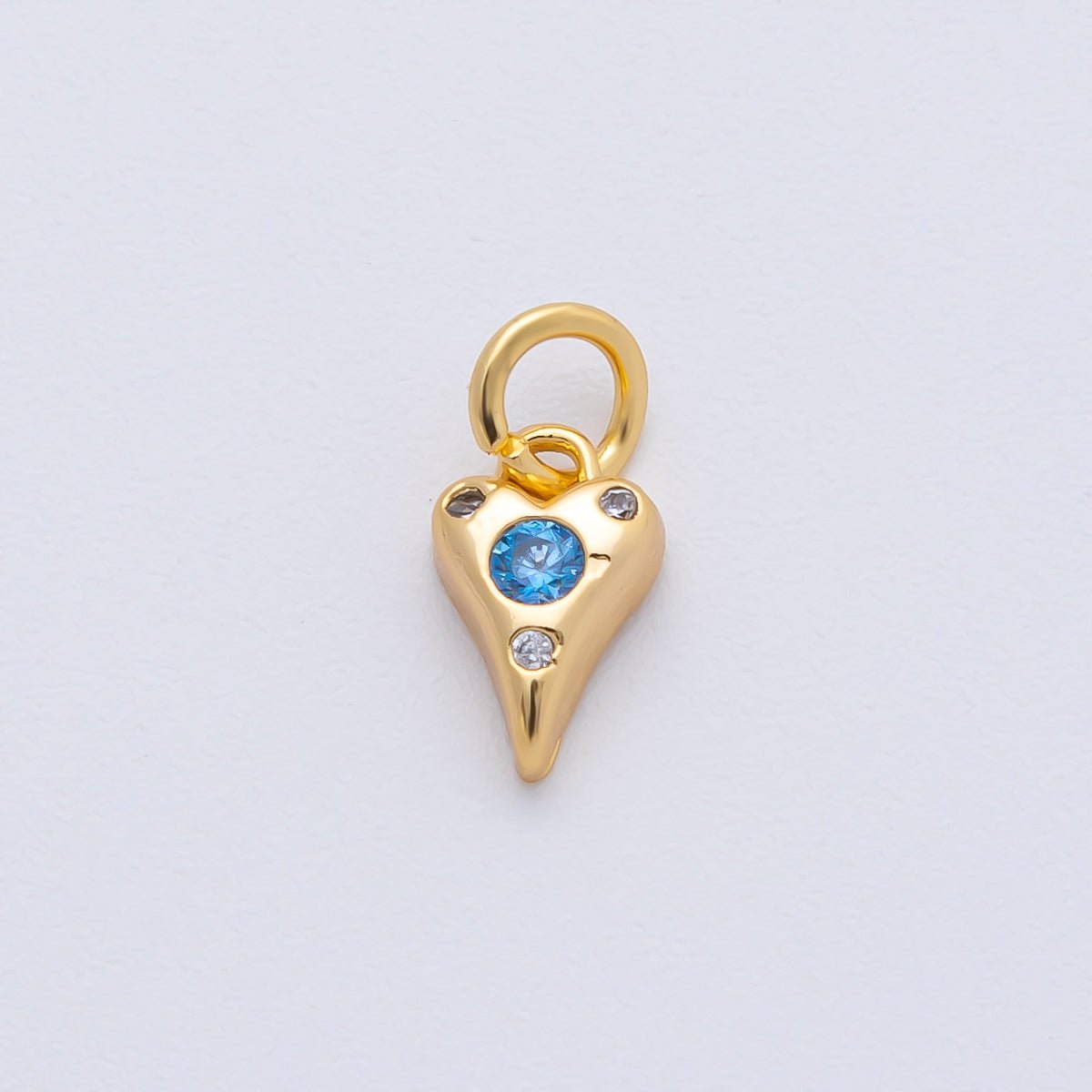18K Gold Filled 9.3mm Pink, Purple, Clear, Green, Blue Clear CZ Dotted Teardrop Mini Charm | AF1483 - AF1485 - DLUXCA