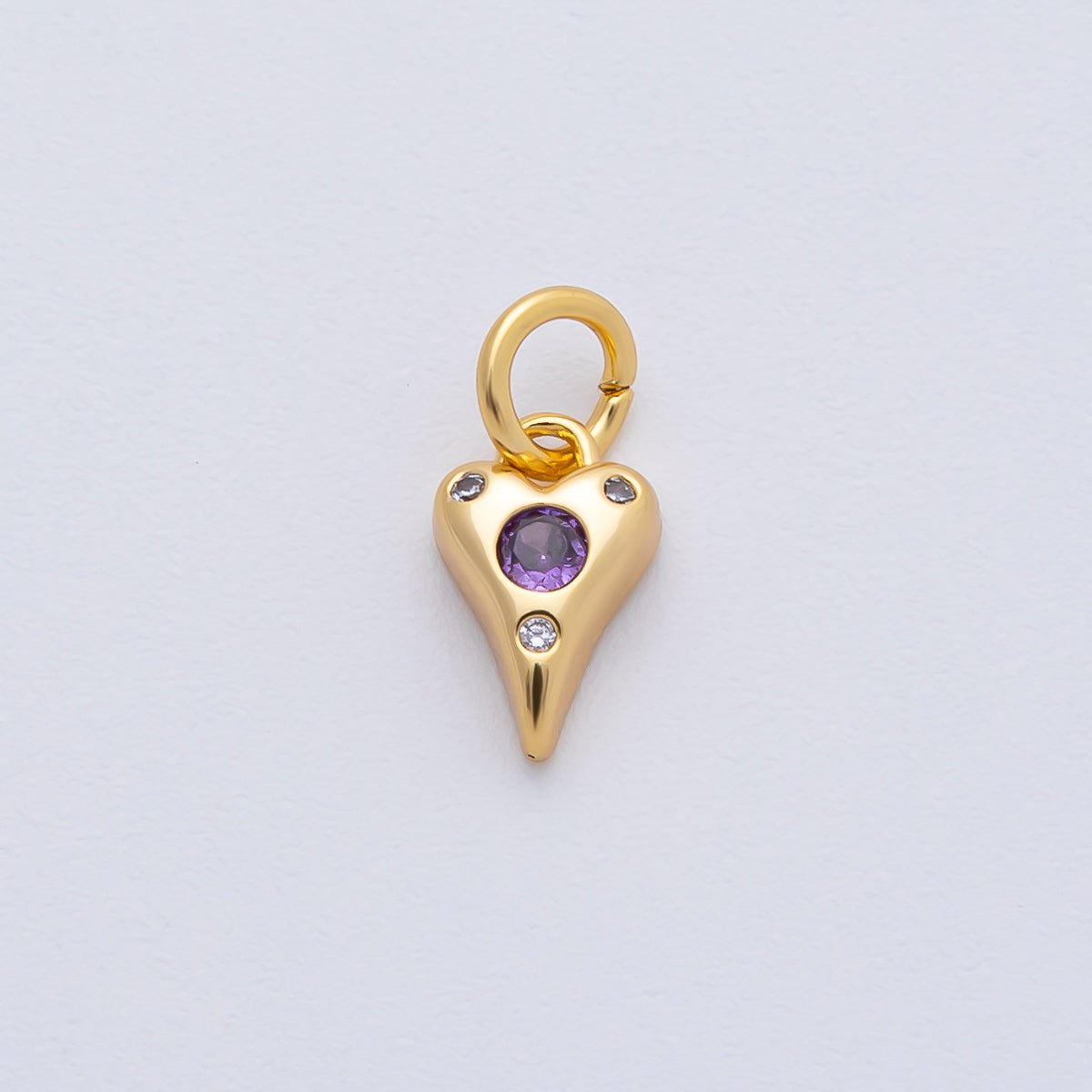 18K Gold Filled 9.3mm Pink, Purple, Clear, Green, Blue Clear CZ Dotted Teardrop Mini Charm | AF1483 - AF1485 - DLUXCA
