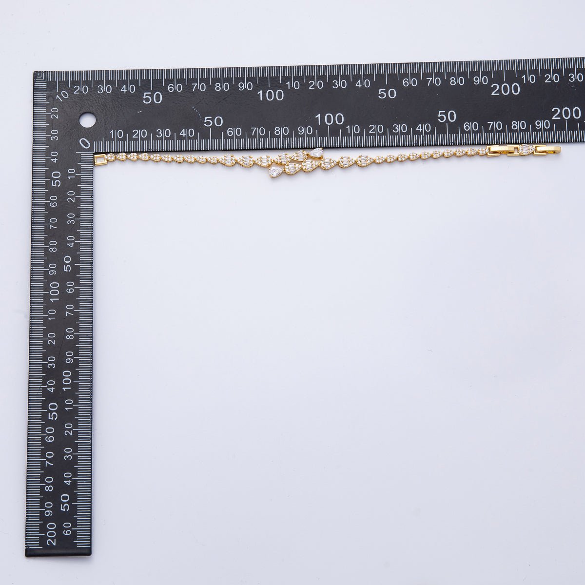 18K Gold Filled 9.5mm Clear CZ Micro Paved Teardrop Tennis Chain Adjustable Bracelet | WA - 3881 - DLUXCA
