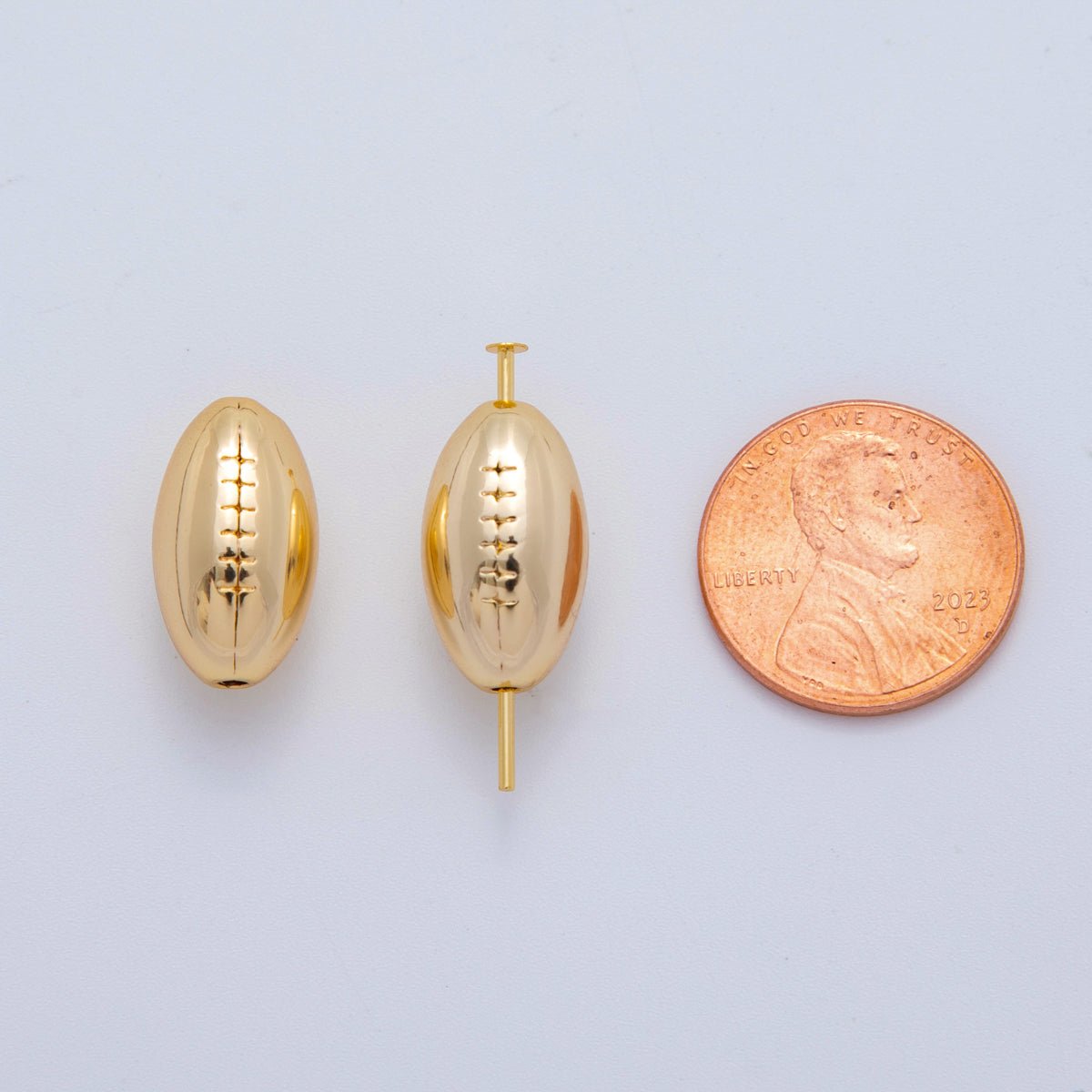 18K Gold Filled 9.5mm Football Sports Equipment Bead | B826 - DLUXCA