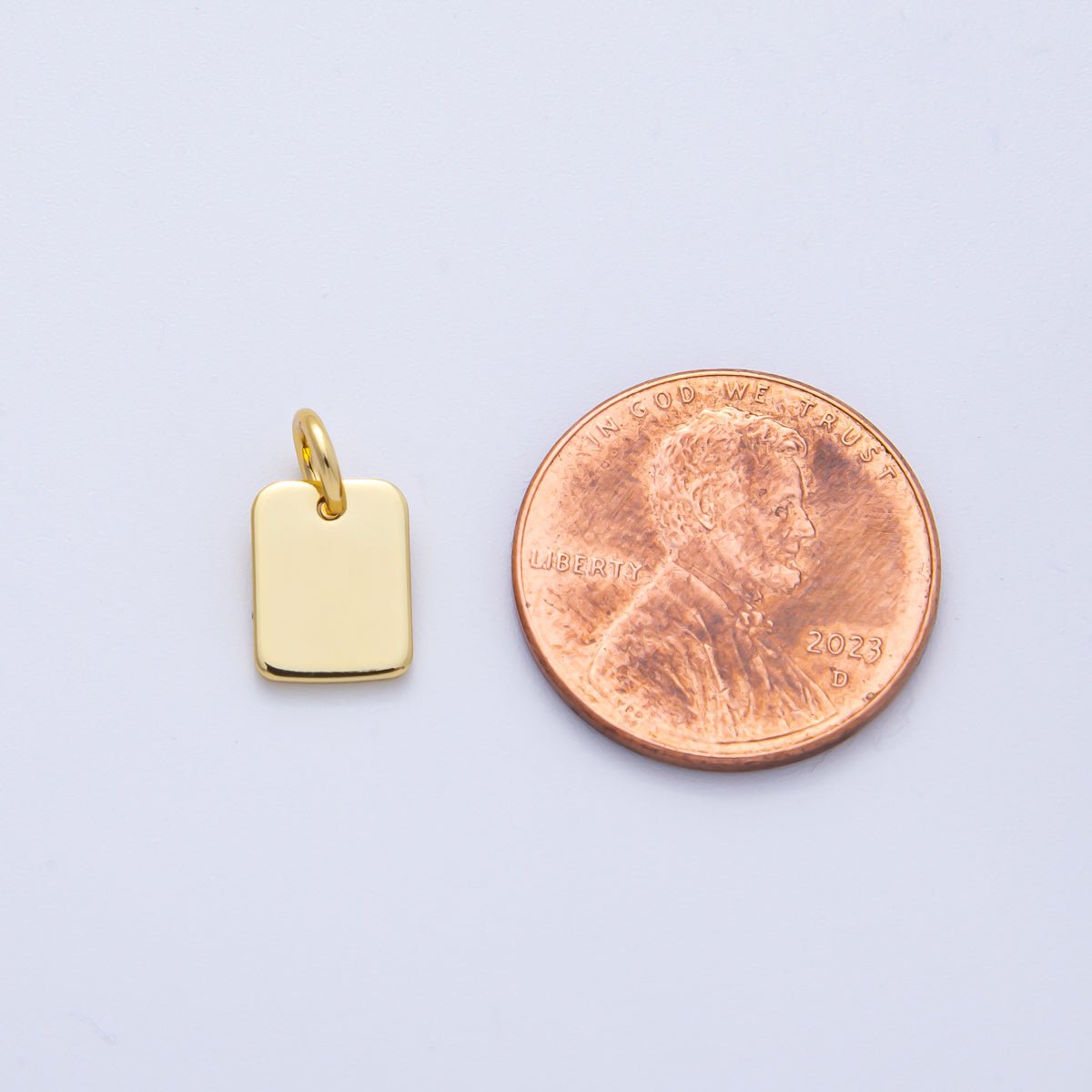 18K Gold Filled 9mm Mini Minimalist Rectangular Charm | AK152 - DLUXCA