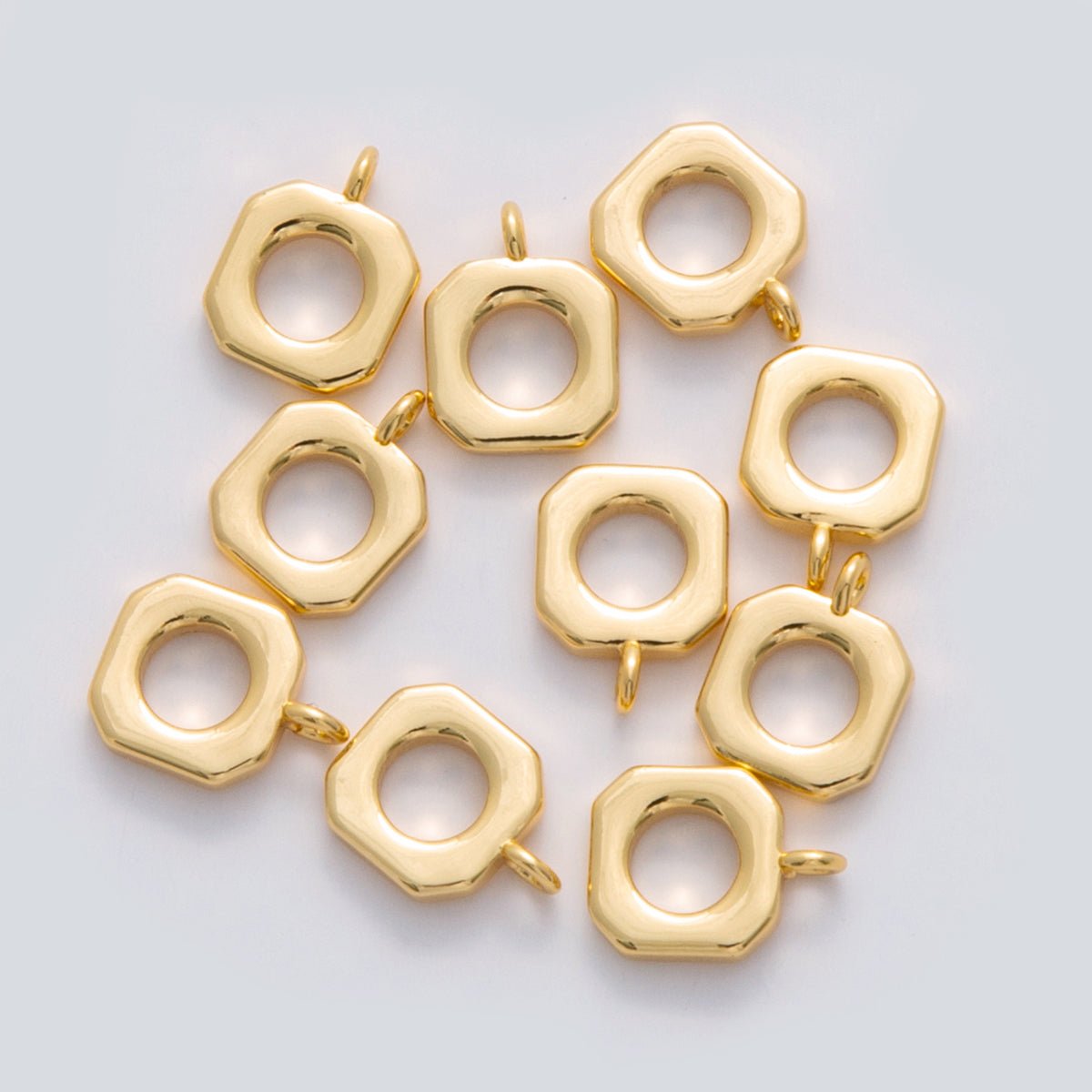 18K Gold Filled 9mm Minimalist Open Edged Square Charm Finding | Z1162 - DLUXCA